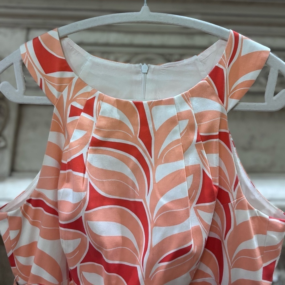 David Meister Retro 60’s 70’s Geomtric Print Belted Sleeveless Dress Size 8 - Picture 3 of 16
